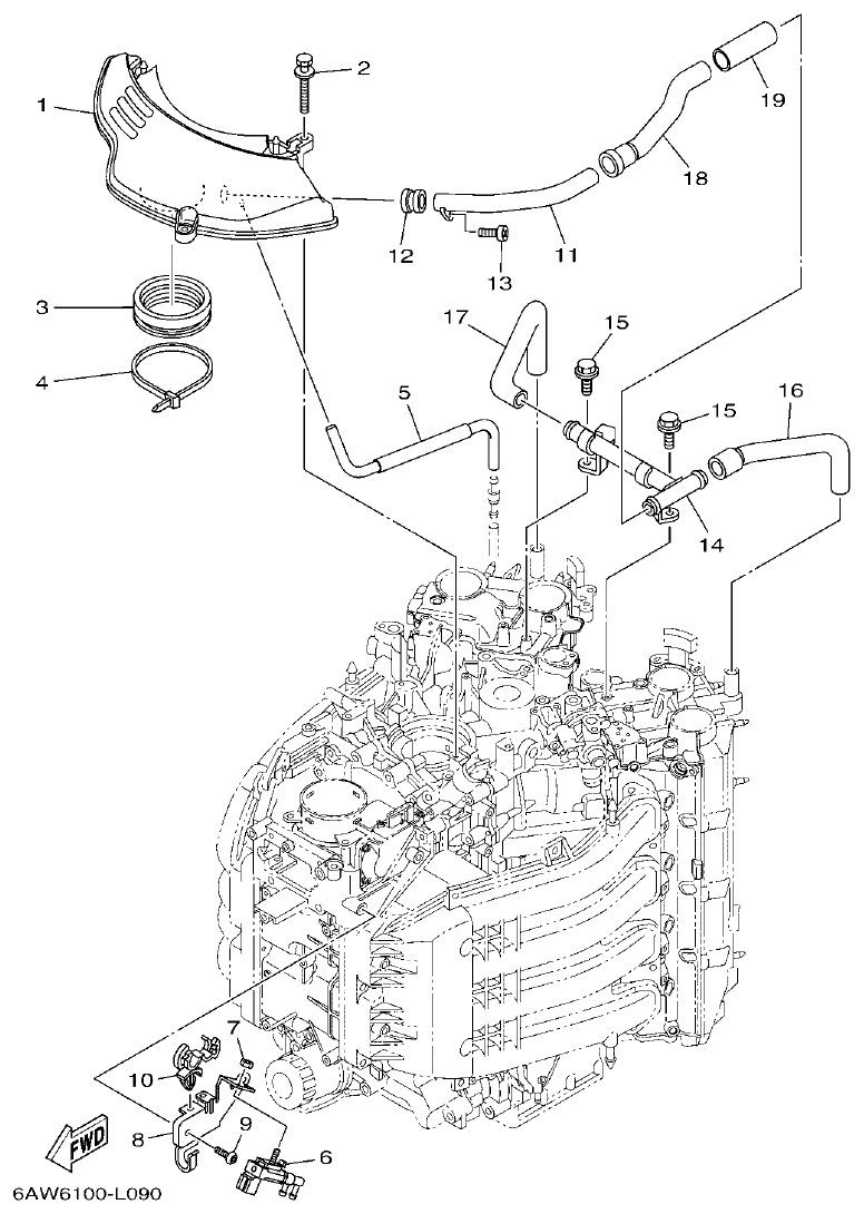 Yamaha F350AET, FL350AET INTAKE 2 parts diagram